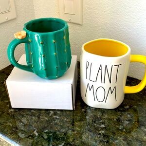 Set of Rae Dunn & Pinky Up Cactus Ceramic Mugs